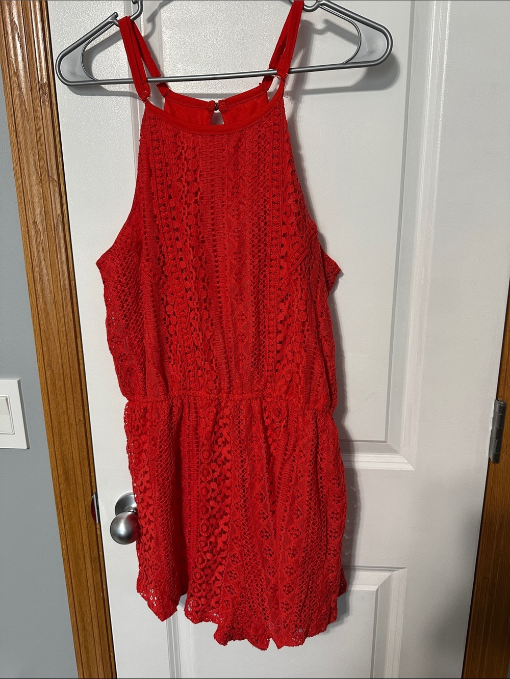 miami Red Lace Women’s Shorts Romper